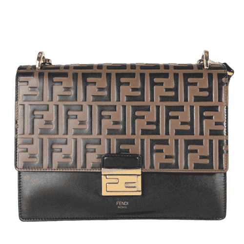 Fendi Reps Brown and Black FF Leather Shoulder Bag