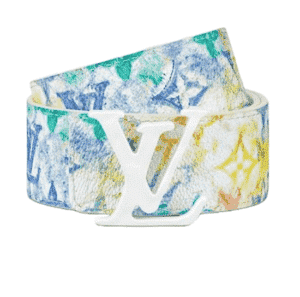 Monogramm-Ledergürtel mit Blumenmuster