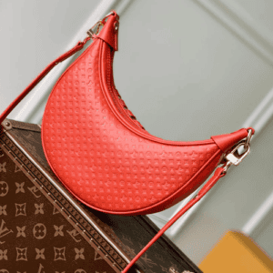 Red Calfskin Mini Embossed PM Crossbody Bag