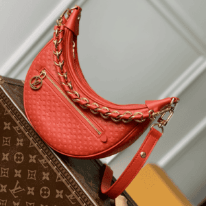Red Calfskin Mini Embossed PM Crossbody Bag