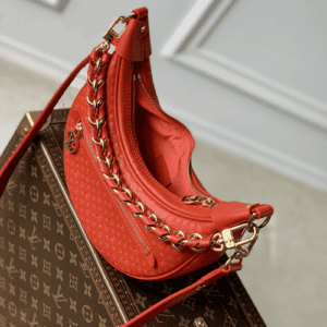 Red Calfskin Mini Embossed PM Crossbody Bag