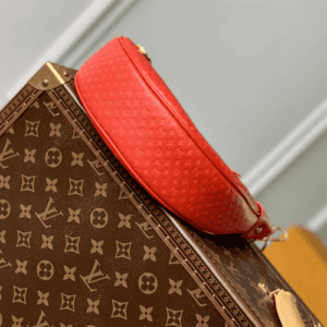 Red Calfskin Mini Embossed PM Crossbody Bag