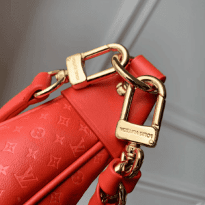 Red Calfskin Mini Embossed PM Crossbody Bag