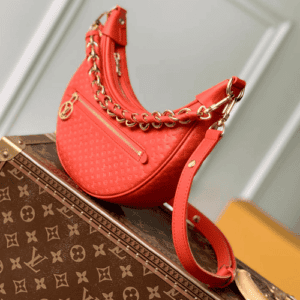 Red Calfskin Mini Embossed PM Crossbody Bag