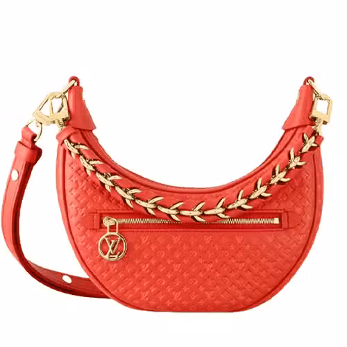 Red Calfskin Mini Embossed PM Crossbody Bag