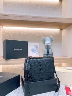 Sunset Bag With Crocodile Embossing