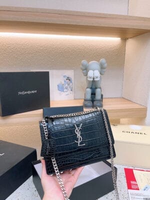 Sunset Bag With Crocodile Embossing