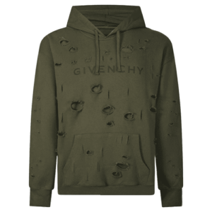 Grüner Givenchy Replica Kapuzenpullover mit zerstörtem Abschluss