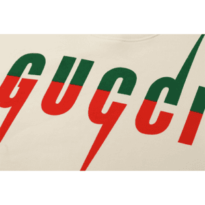 Beige Gucci Replica Sweatshirt with Red Logo