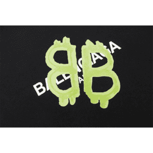 Black Balenciaga Replica Sweatshirt with a Green Logo