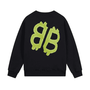 Black Balenciaga Replica Sweatshirt with a Green Logo