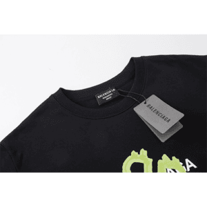 Black Balenciaga Replica Sweatshirt with a Green Logo