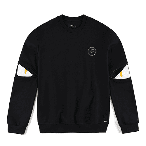 Black Fendi Eyes Logo Sweatshirt Replica - White