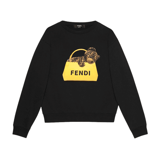 Black Fendi Sweatshirt with a Bag Logo
