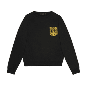 Black Fendi Sweatshirt with Yellow Pocket
