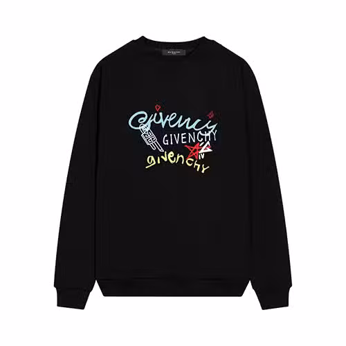 Black Givenchy Replica Sweatshirt with Multicolor Text