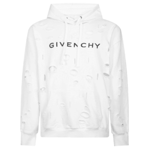 Weißer Givenchy Replica Hoodie mit zerstörtem Abschluss