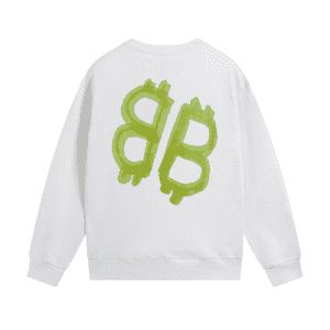 White Balenciaga Replica Sweatshirt with Green Logo