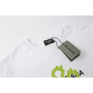 White Balenciaga Replica Sweatshirt with Green Logo