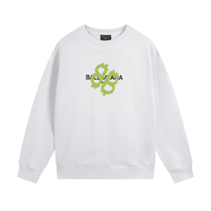 White Balenciaga Replica Sweatshirt with Green Logo