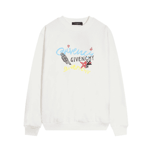 White Givenchy Replica Sweatshirt with Multicolor Text
