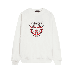 White Givenchy Replica Sweatshirt with Red Heart