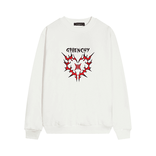 White Givenchy Replica Sweatshirt with Red Heart